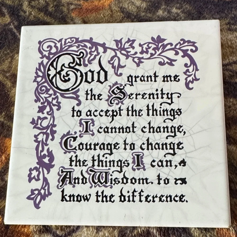 ★ Serenity Prayer Decorative Tile Plaque Religious Inspirational Wall Decor